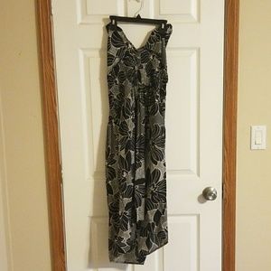 Black floral print halter dress